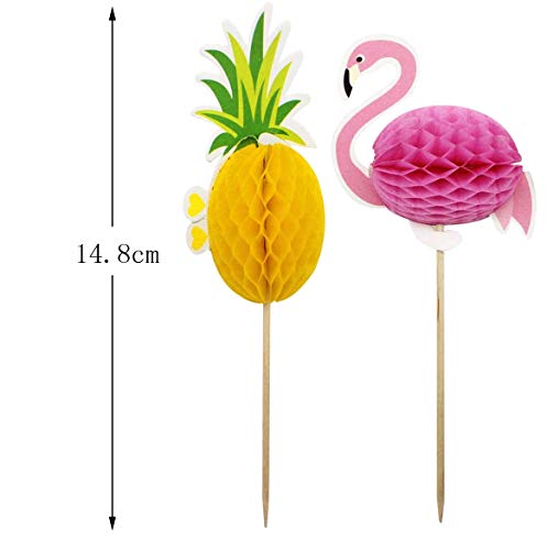 ZARRS Hawaii Cake Picks,50 Stück 3D Flamingo Ananas Kuchen Topper Cocktail Dekoration Getränk für Sommer Hawaii… - Image 5