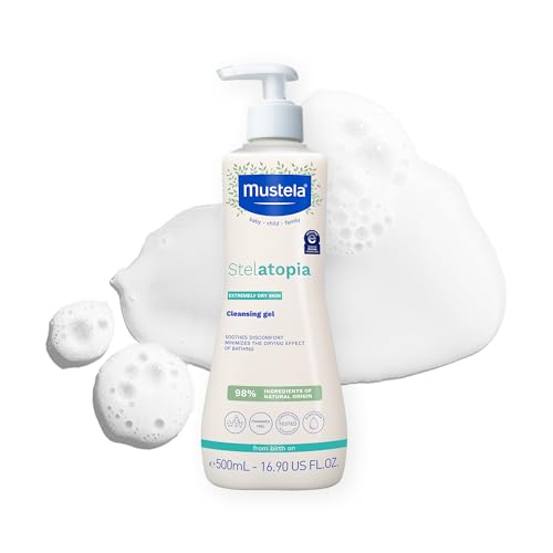 Image of Mustela Stelatopia Eczema-Prone Skin Cleansing Gel - Baby Face & Body Wash with Natural Avocado & Sunflower Oil - Fragrance-Free & Tear Free - 16.9 fl. oz.