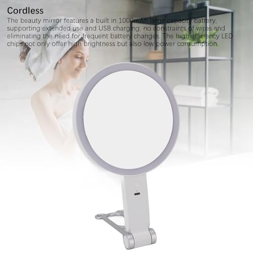 Espejo de maquillaje con aumento 5X con luz LED miniatura 4
