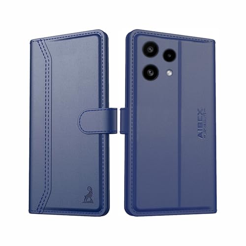 Image of AIBEX Compatible for Nothing Phone 3(a) Lite 5G Flip Cover Leather Finish | Inside TPU with Card Pockets | Wallet Stand | Complete Protection Flip Case Blue