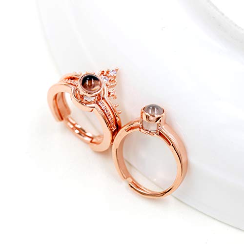 T Brand 100 Languages I Love You Projection Ring Couples Adjustable Wedding Band Crown Rings Romantic Valentines Gifts4