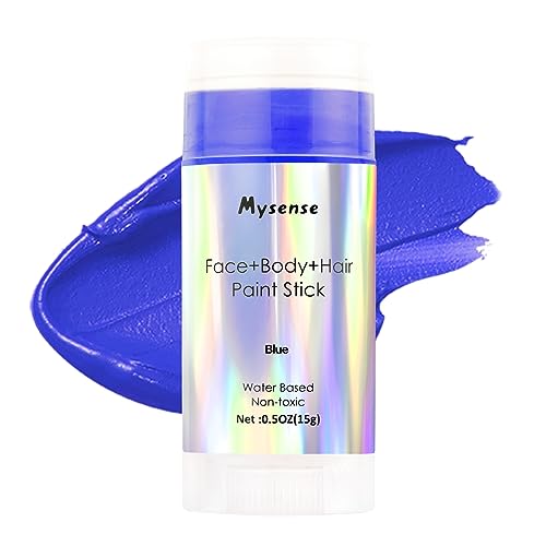 Mysense Blue Face Body Hair Paint Stick,Water Based Washable Temporary Hair Paint,Non-toxic Cream Body Paint for Adults Halloween Clown Avatar Smurf Mystique Cosplay Makeup,0.5oz(15g)