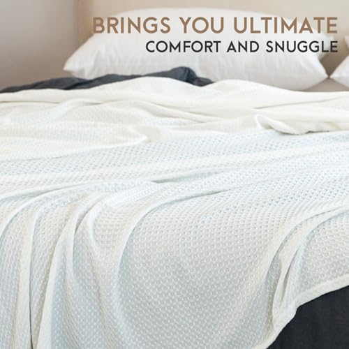Image of AmyHomie Cooling Waffle Blanket King Size, 100% Rayon Derived from Bamboo