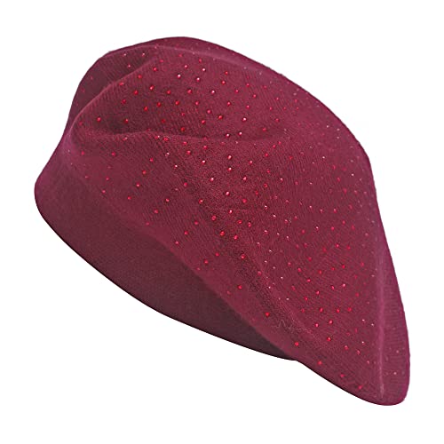 Zlyc Womens French Beret Hat, Reversible Solid Color Cashmere Knit Warm Beret Cap For Girls (Burgundy) #TOP7