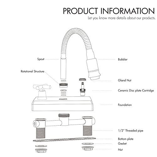 Solvex 2 Handle Bathroom Faucet 4 Inch Centerset Bathroom Sink Faucet,3 Hole Bathroom Faucet Brushed Nickel,Swivel Spout Faucet,Bathroom Basin Faucet With Deck Mounted Cross Handle,Sp-40083-2 #TOP5