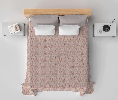 HomeLife Tagesdecke für französisches Bett, Baumwolle, Frühling/Sommer, hergestellt in Italien, leichte Baumwolldecke für französisches Bett, atmungsaktiv, geometrisches Muster, Orange