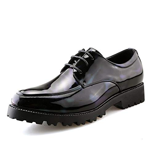 Men's Wedding Dress Oxfords for Men Low Top Formal Business Derby Shoes Synthesis Print Patent Leather Lug Outsole