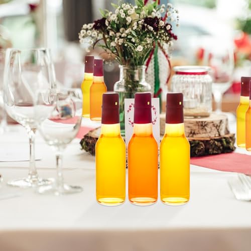 GUANENA 35 Pack 5oz Hot Sauce Bottles, Clear Glass Woozy Bottles with Leak Proof Red Screw Caps, Dripper Inserts and Shrink Capsules, Empty Small Wine Bottles with Labels (Bonus Funnel and Twine) - Thumbnail 6