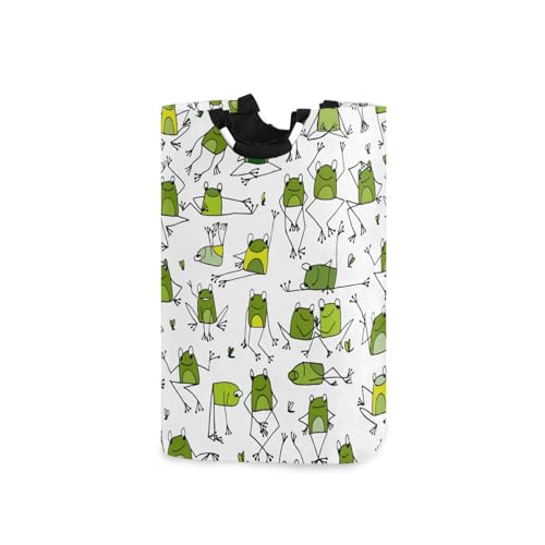 Cesta de lavandería plegable, Barreño Ropa, bonita rana verde con asa, bolsa de almacenamiento de baño para ropa, juguetes para perros, toallas, dormitorio, cuarto de lavado