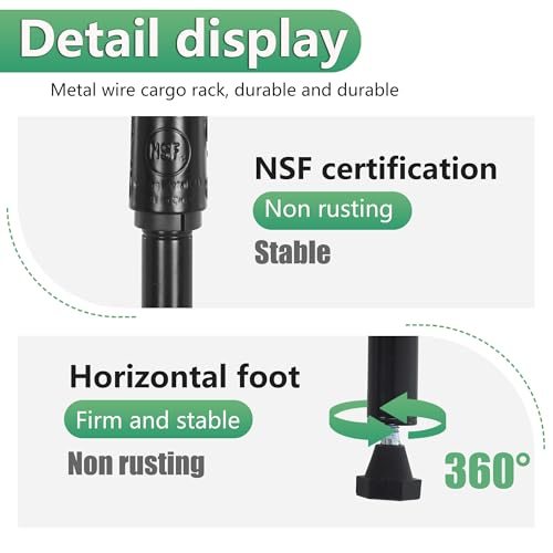 image for BestOffice | 5-Tier Wire Storage Shelves | 22x12x48 | Black | with Adj