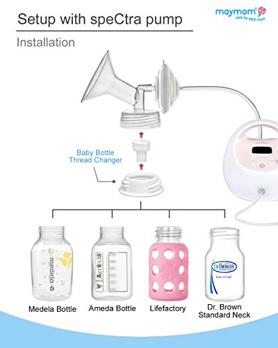 Image of Maymom Baby Bottle Thread Changer or Converter; Compatible with Spectra S1 S2 Pumps Wide Mouth Flanges to use Medela, Ameda, Lifefactory, Dr. Brown Narrow Neck Bottles
