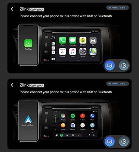 2 DIN Bilradio 10" HD Pekskärm med Bluetooth och Android Auto
