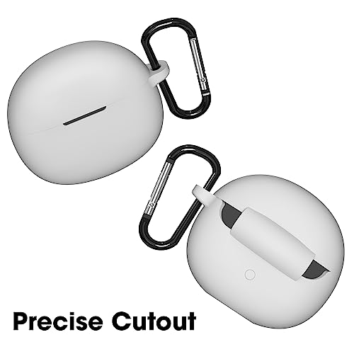 Image of Sounce Soft Silicone Case Cover for Boat 141 Pro, Scratch-Resistant, Non-Slip Grip with Carabiner Clip Keychain, Full Protection, Water Resistant Shockproof Case Anti Fall Anti Dust - Grey