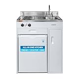 Avanti CK3016 Energy Star Certified Full Compact Kitchen, Built in Kitchenette Stainless Steel Counter, Two Element Cooking Range, Refrigerator & Storage, 30-Inch, White