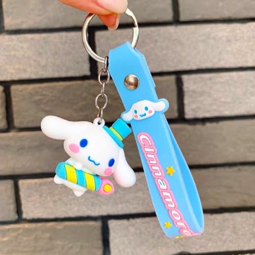 Image of Wanna Party Cinamon Roll Cartoon Keychains for Boys Girls, Anime Kawaii Keychain, Cute Backpack Key Key Chain Accessories Wristlet Chain Car Charms