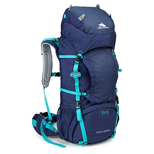 High Sierra Explorer Top Load Internal Frame Hiking Pack, True Navy/True Navy/Tropic Teal, 50L / 29-Inch