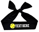 Softball Tie Back Headband with NEON Yellow Softball Personalized with Your Custom Text - Design...
