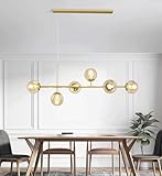 Lámpara De Cristal De Lámpara De Techo Moderna De Mediados De Siglo Para El Comedor, Lámpara De Araña Global De Vidrio, Lámpara Colgante De Techo Con Visualización De Vidrio De Colores, (Color:cognac)