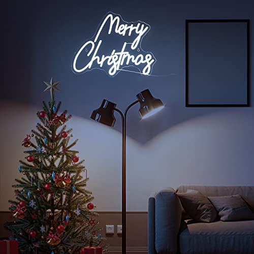 Image of Merry Christmas Neon Sign White Neon Light Letter Neon Light with Switch Novelty Lighting for ChristmasWall Decor Party Wedding Birthday Party Decorations