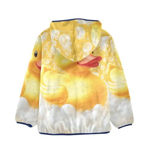 Rubber Duck Toy and Soap Bubbles Girls Fleece Jacket Girls Fall Jacket Girls Zip Up Hoodie Girls Sherpa Jacket 2-10T2