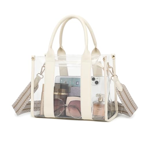 Large Clear Tote Bag for Women - Clear Bag for Stadium Events Crossbody Purse Transparent Handbag for Concert Work