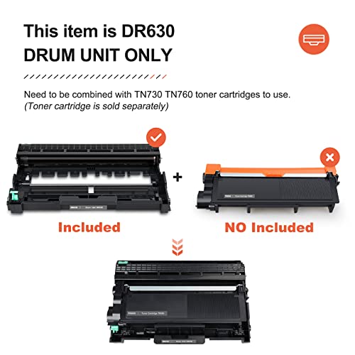 v4ink Compatible DR-630 Drum Replacement for Brother DR630 DR660 Drum for Brother HL-L2300D HL-L2320D HL-L2340DW HL-L2360DW HL-L2380DW MFC-L2700DW MFC L2720DW L2740DW DCP-L2520DW DCP-L2540DW Printer - Thumbnail 2