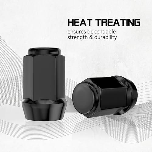 Image of 20PCS 1 /2-20 1.38 inch Closed End Bulge Acorn Black Lug Nuts - Cone Seat - 19mm Hex Compatible with Bronco Mustang Cherokee Ranger Explorer Liberty YJ TJ KJ KK ZJ WJ WK XK MJ XJ
