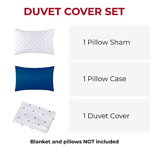 Mellanni Duvet Cover Twin Size Set 3Pcs - Home Bedding Set - Comforter Cover Set - Quilt Cover - With 1 Standard Pillowsham And 1 Queen Pillowcase - Button Closure & Corner Ties (Twin, Polka Dot Navy) #TOP5