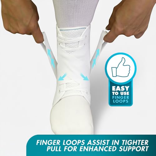 Image of Med Spec ASO Speed Lacer Ankle Stabilizer Brace Sprain Support White MD (Pack of 2)