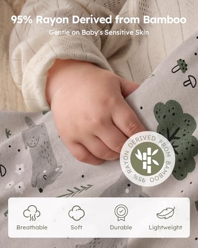 Image of Yoofoss Rayon Made from Bamboo Baby Sleep Sack 0-6 Months 1.0 Tog Baby Wearable Blanket, Super Soft Infant Toddler Sleeping Sack 2-Way Zipper