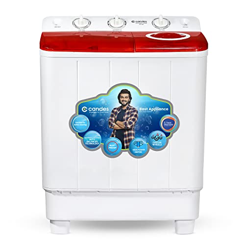 Image of Candes 6.5 kg washing machine semi automatic | Multi Washing Method | Low Water Conusmption | 5 Year Warranty on Moter | (CTPL65PL1SWM), Marron Red 2023 Model