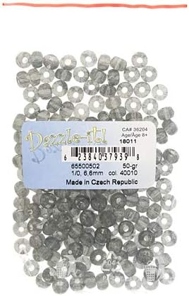 John Bead 50g 1/0 Czech Glass Seed Beads (6.6mm Diameter) Transparent Black Diamond DIY Jewelry Making Beads by Preciosa (Jablonex)