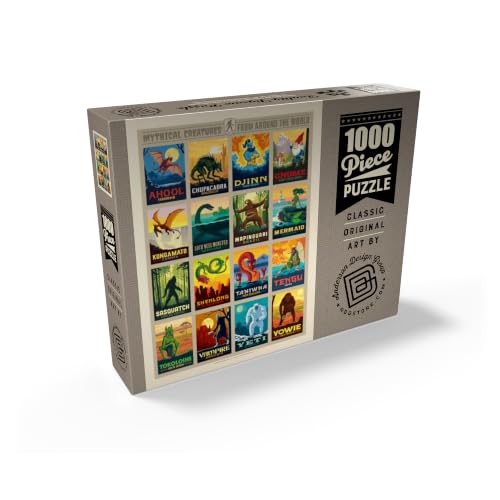 MyPuzzle Rompecabezas Premium de 1000 Piezas para Adultos, Criaturas Míticas de Todo el Mundo, Póster Vintage miniatura 2