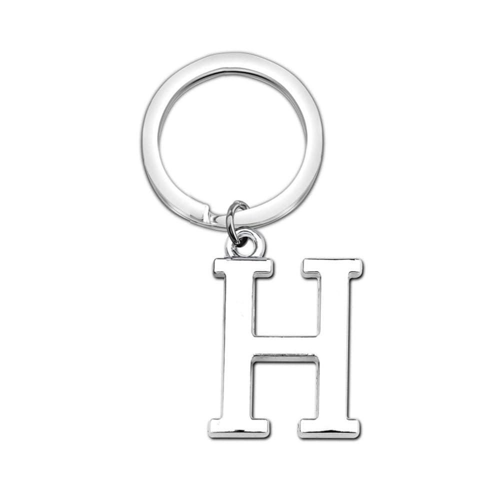 Rohans Keyring Letter - Initial Alphabet Key Ring Charm Silver and Gold (Silver, H)