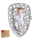 Baby Lounger for Newborns & Infants, Portable Infant Lounger with Removable Cover, Soft & Breathable Support Pillow for Supervised Tummy Time and Awake-Time Use (Cloud)