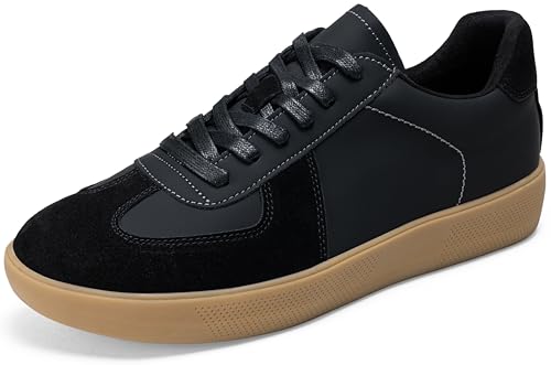 Image of Jousen Mens Sneakers Casual Classic Lace Up Dress Shoes Lightweight Comfortable Daily Fashion Footwear for Men (AMY5151 Black 10.5)