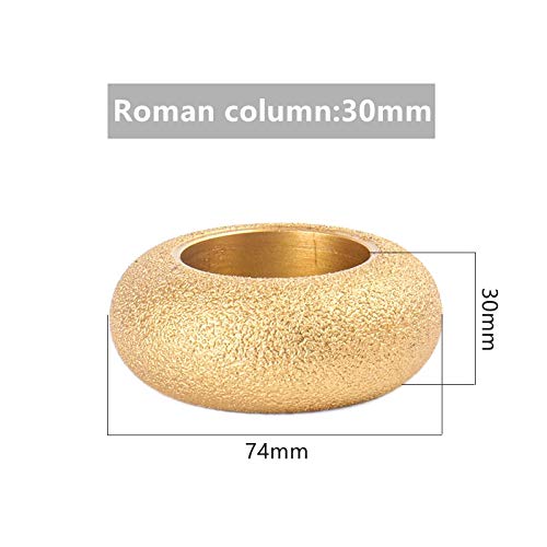 KAYRAM 1 disco de molienda de diamante soldado al vacío seco de 20 mm de diámetro, 75 mm de diámetro, disco de molienda de perfil de borde demi-bullnose (color: columna romana de 30 mm)