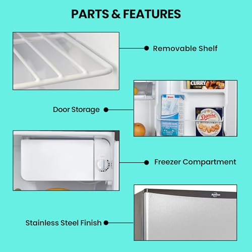 Image of Koolatron Refrigerator - Mini Fridge With Freezer For Kitchen, Bedroom, Office, Dorms, Cool Storage For Wine, Beverages, Compact Free Standing, 1.6 Cubic Feet Capacity, White