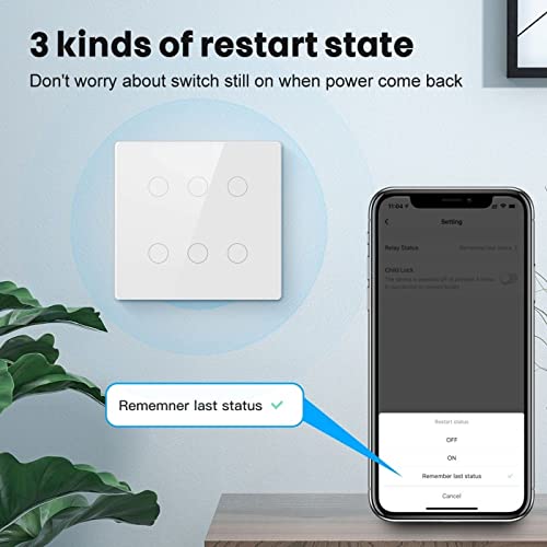 Interruptor Inteligente 4x4 Wi-Fi 6 botões Touch Screen Alexa Google Home Tuya Smart Life (White)