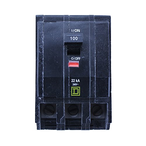 SCHNEIDER ELECTRIC Miniature 240-Volt 100-Amp QOB3100VH Molded Case Circuit Breaker 600V 100A, Black