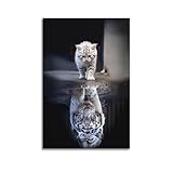 Poster inspirant Silent Grace Tigre de chaton blanc avec reflet   Poster décoratif sur toile   Impression d'art moderne pour chambre à coucher   40 x 60 cm