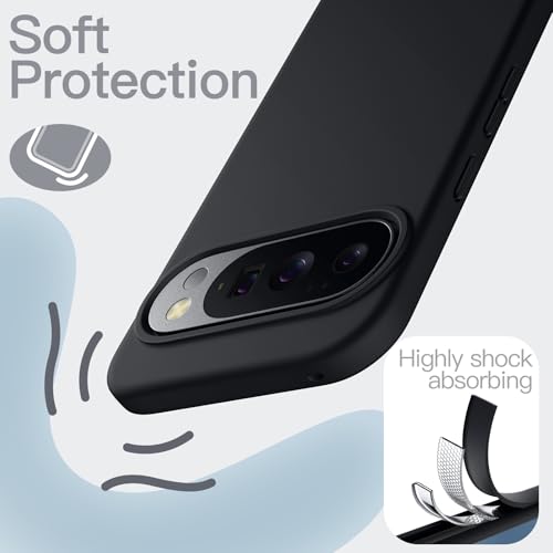 Image of JETech Liquid Silicone Cover Case for Google Pixel 10 Pro XL 2025, Silky Soft Touch Full-Body Protection, Anti-Scratch Shockproof Phone Cover with Microfiber Lining (Obsidian)