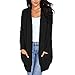 Produktbild d.Stil Damen Strickjacke Langarm Casual Cardigan Offene Tops ohne Verschluss S - XXL (Schwarz/3, XXL)