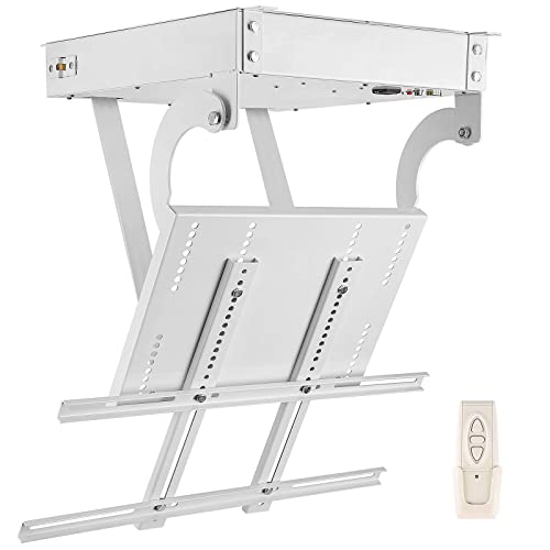 Soporte de TV motorizado con mando a distancia, soporte de techo eléctrico para pantallas planas, mecanismo de elevación telescópico para ahorrar espacio, soporta pantallas pesadas