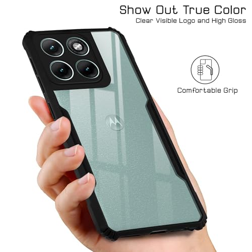 Image of Jkobi Hybrid Back Cover Case for Motorola Moto Edge 70 Fusion (Shockproof with Polycarbonate Clear Panel | Professional Black)