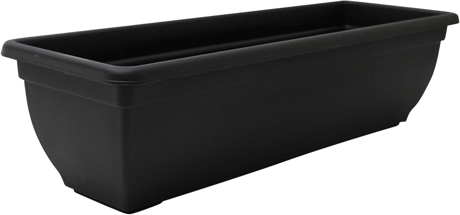 Long Rectangular Plastic Trough Planters, Black/ Trough/Windowsill Herbs Planters | Weather-Resistant, Outdoor/Indoor Balcony Patio Flower Fruits Pots | Plant Pots for Garden (1, 60CM Large)