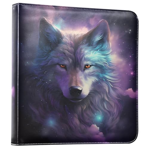 JIPONI Dreamy Wolf Large Photo Album, DIY Leather Cover Scrapbook Albums for 4x6 5x7 6x8 Pictures, Self Adhesive Memory Book for Wedding, Baby, Family