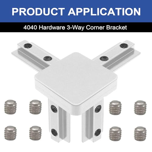 Image of 12pcs 4040 3-Way Angel Bracket Corner Connector 4040 Aluminum Extrusion Hardware T-Slot Accessories V-Slotted with Screws for 4040 Aluminum Profile 3D Printer Frame Parts Silver