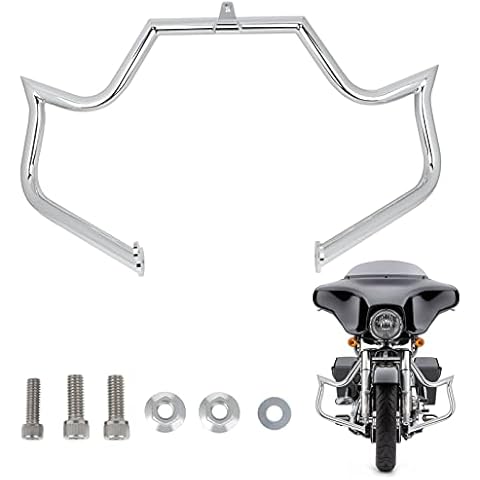 YHTIMIOX Motorcycle Engine Guard Sharp Corner Looks 1.26" Fat Highway Crash Bar Protector Frame for Harley Touring Road Glide Street Glide 2009-2021 and More (Chrome) Cover