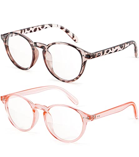Image of Womens Round Blue Light Blocking Glasses Anti Eye Strain Glasses Clear Lens Computer Eyeglasses with Filter UV Light